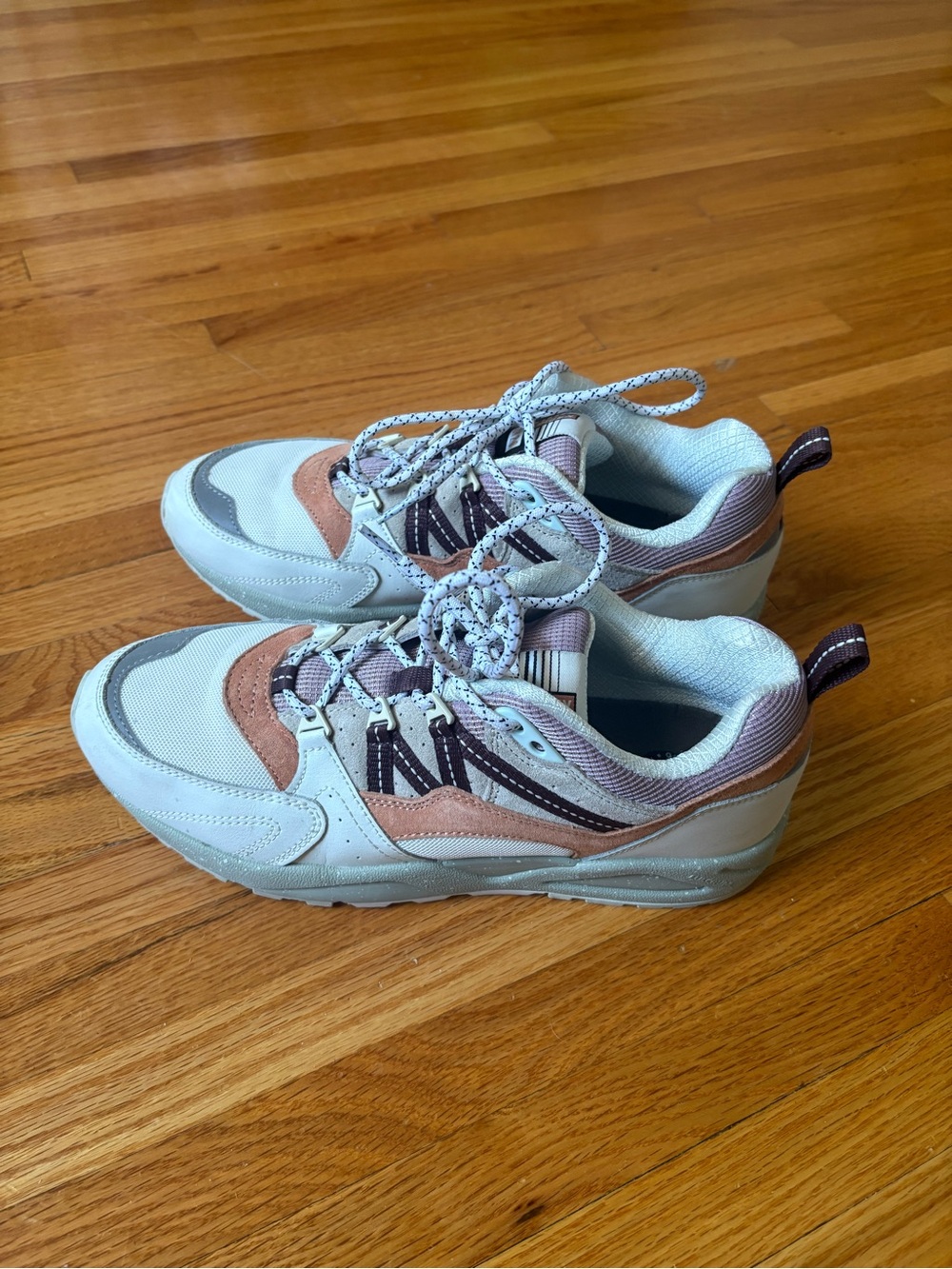White and Dusty Pink Women's Lace-Up Sneakers